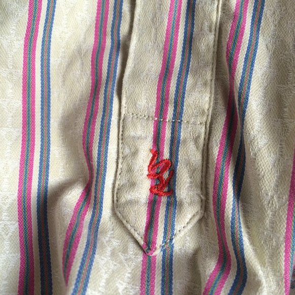 Robert Graham Striped Button Front Shirt Medium Multicolor Contrast Flip Cuffs - Picture 8 of 9